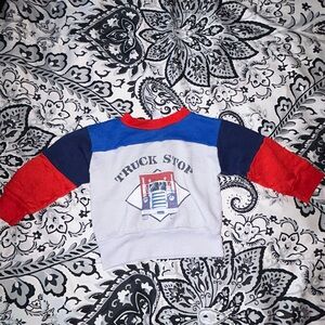 Kids Truck Stop Graphic Sweatshirt - Red, Blue, White